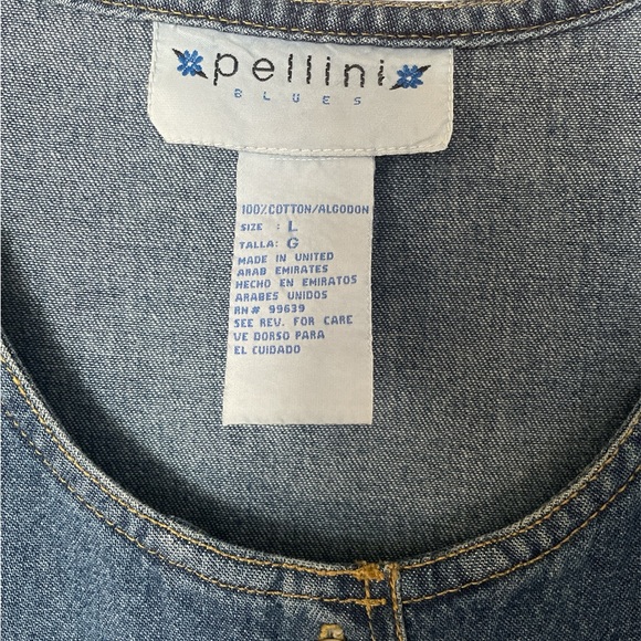 Vintage Pellini Blues Denim Romper Maxi Dress size Large - Picture 3 of 5